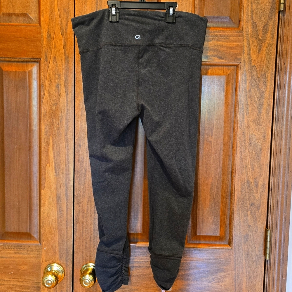 GapFit: Women's-Lrg, Gray, EUC, High Waisted Full Length Leggings, Ruched ankles